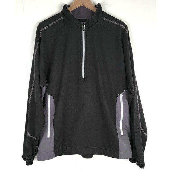 Footjoy Men's Size M Medium Long Sleeve Sport Windshirt Jacket Black Gray 32609 - Picture 1 of 11